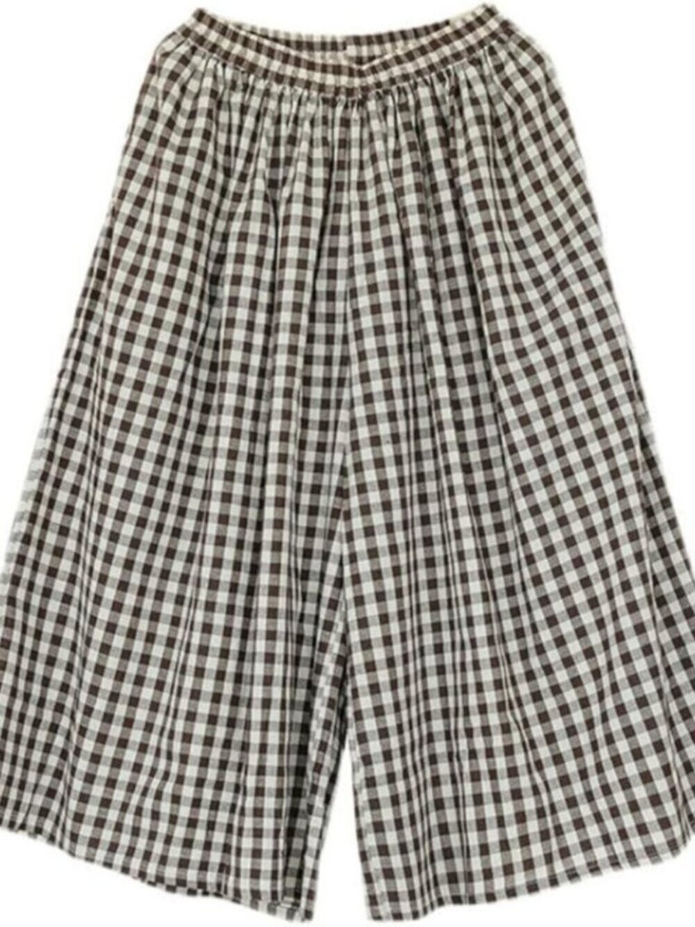 Plaid Gingham Wide Leg Capri Pants - Picture 5 of 10